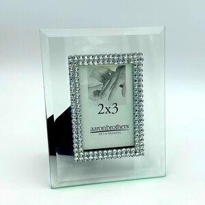 New 2X3 Aaron Brothers Silver Jeweled Rhinestone Cut Glass Photo Frame NWT